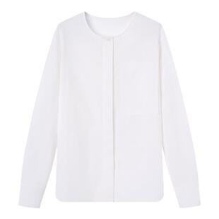 PATENA圆领天丝棉衬衫女装夏季新款通勤长袖衬衣休闲百搭宽松上衣