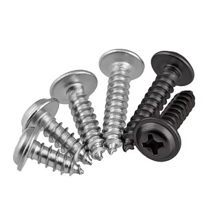 PWA镀镍十字圆头带垫自攻螺丝钉带介子黑色盘头小螺钉M1.7M2M3M4