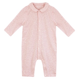 ArborTree 100%新疆有机棉宝宝翻领前开连体衣爬服 吸湿排汗柔软