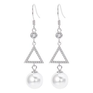 925银耳环女长款珍珠耳坠纯银饰耳钩贝珠ins森系简约仙女气质耳饰