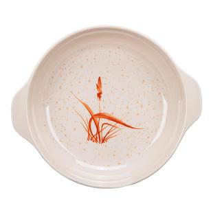 秋草密胺盘子菜盘圆形波浪花边盘平盘圆盘创意餐厅饭店双耳装菜盘