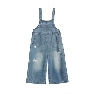 【新品】孕妇牛仔背带裤减龄孕期穿搭复古休闲八分阔腿裤孕妇装春