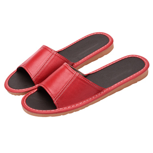 居家夏季防滑羊皮拖鞋室内家居木地板凉拖鞋男女真皮家用夏天拖鞋