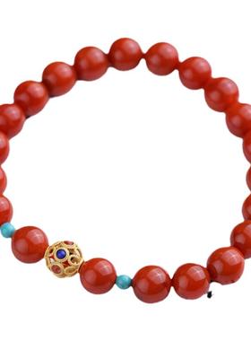 精品8-9mm凉山南红玛瑙手串