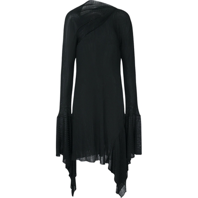 Marques' Almeida 春夏女罗纹针织小黑裙长袖连衣裙