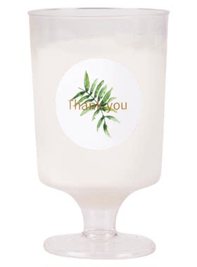 甜品台慕斯杯贴纸森系绿叶子圆形