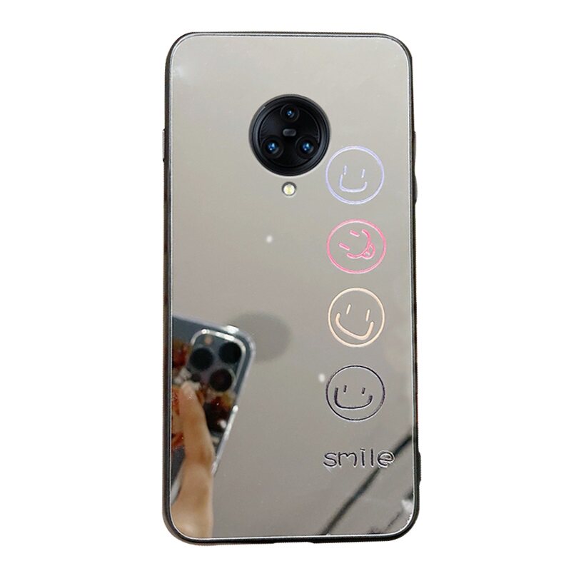 笑脸镜子玻璃镜面适用vivo新NEX3S手机壳NEX3曲屏5g新款潮牌男款女款nexa网红nxe3硬nexs壳全包防摔外