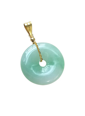 原创设计18k金扣头镶嵌翡翠吊坠