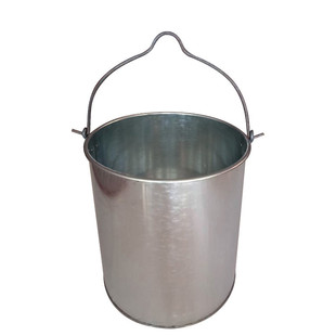 大号铁皮水桶镀锌雪花板金属直桶家用挑担打水加厚手提老款式圆筲