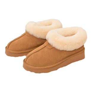 全羊毛东北雪地靴女短靴2024新款冬季羊皮毛一体短筒靴子厚底棉鞋