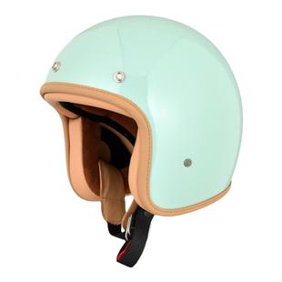 汤普森  薄荷绿颜色 复古半盔 玻璃钢头盔 VESPA配色 3C安全认证