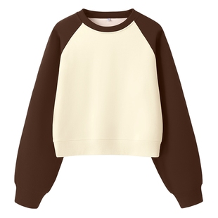 JR真维斯短款圆领卫衣女2025年春秋季新款插肩显瘦时尚休闲款女装