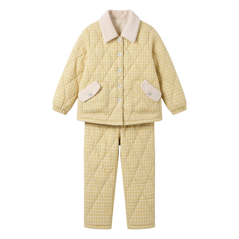 韩蜜蜜冬季保暖套装睡衣棉服女士羽绒翻领加绒加厚居家夹棉家居服