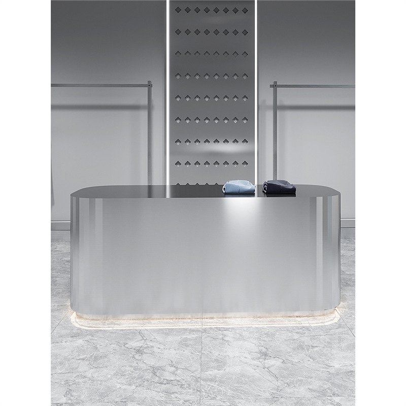 服装店中岛桌中间摆放不锈钢鲜花男女装店鞋包包高低展示台陈列架