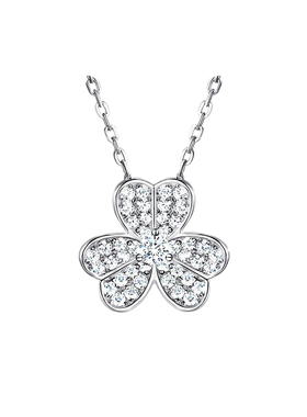三叶草项链925纯银镀18K金镶满钻