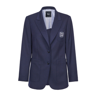 婉甸2026春季新品学院蓝中长款学院风西装女上衣外套1251Q05SX2