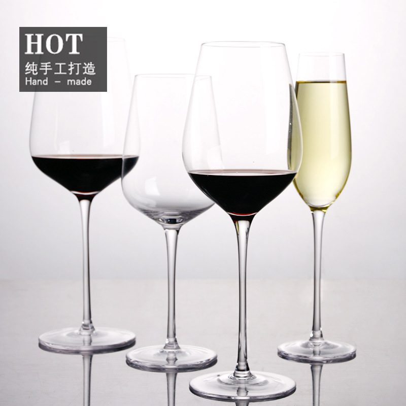 无铅水晶玻璃高脚杯香槟杯人工吹制红酒杯斜口波尔多勃艮第酒杯子