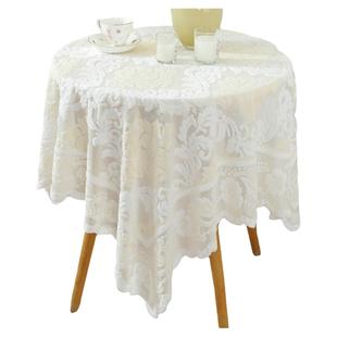 米白蕾丝桌布高级感北欧台布圆桌盖布长方形绣花纱盖巾茶几床头柜