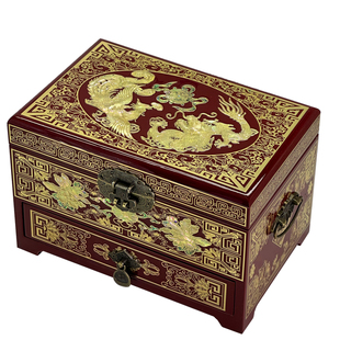 螺钿铜丝贝壳木质首饰盒妆奁复古三金盒饰品盒平遥中国风结婚礼物