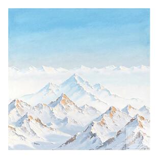 现代简约雪山风景客厅装饰画奶油风山水画高级艺术沙发背景墙挂画