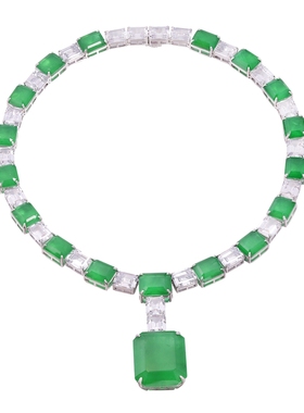 进口仿真赞比亚祖母绿女晚宴项链
