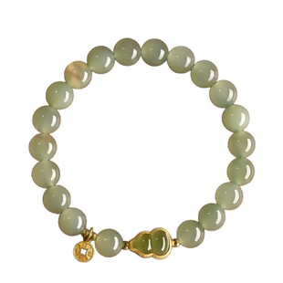 宫选晶品 925纯银和田玉葫芦手串女款金镶玉新中式玉手链精致礼物