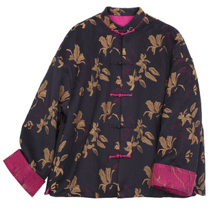 菲伊唐意大利羊毛提花锦冬棉衣上衣中式复古改良唐装夹棉对襟外套