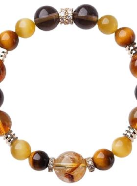 天然黄色水晶虎眼石手链招财旺富