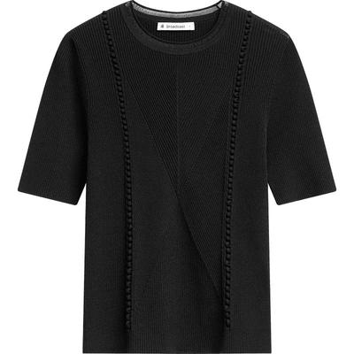 播黑色冰丝针织t恤上衣女夏季气质修身打底薄款短袖DDR2SD5425