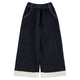 幼悠童装女童牛仔裤2025新款加绒加厚直筒裤不易褪色儿童保暖长裤