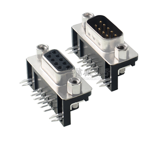 DR9 弯脚母头 公头 卧式插板 DR-9S 90度弯针/串口母座 RS232 DB9