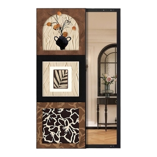 中古风暗藏式全身镜子画可关闭推拉镜子装饰画挂墙穿衣镜壁挂挂画