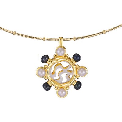 THEOGONY水波纹贝母镶嵌珍珠项链