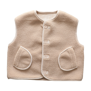 女童保暖加厚羊羔毛马甲儿童宝宝韩版洋气毛毛背心外套2024深秋冬