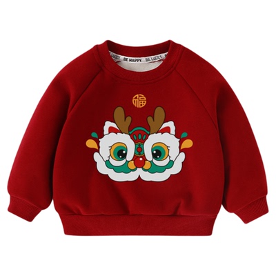 秋冬季宝宝加绒国风保暖卫衣