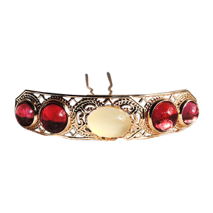 原创设计手工汉服配饰红色花钿发冠头饰簪钗冠百搭小冠保色铜镀金