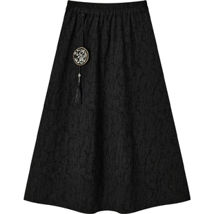 爱居兔半身裙女秋季苏绣百花图卷联名时尚肌理感包臀裙