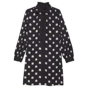 【6期免息】【新年礼物】kate spadeks 猫咪印花波点连衣裙收腰裙