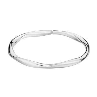 九乐足银999银手镯女莫比乌斯手环扭纹亮面开口纯银镯子送女友礼