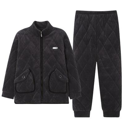 睡衣男士冬季珊瑚绒夹棉家居服