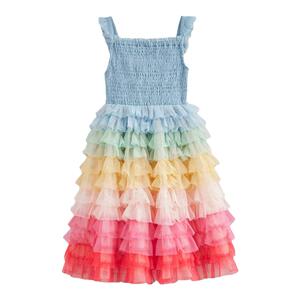 MiniBoden女童连衣裙吊带彩虹薄纱蛋糕礼服裙英国进口童装2024夏