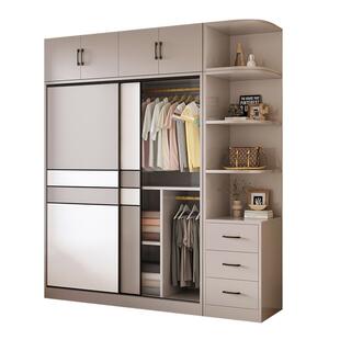 衣柜家用卧室小户型实木生态板简易柜子出租房用储物柜挂式大衣橱