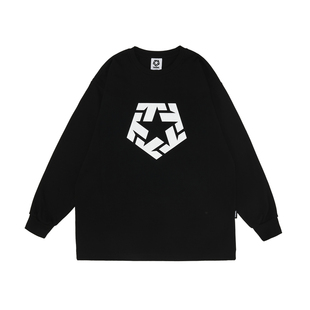 TRIBAL TSTAR基础LOGO长袖T恤美式街头潮牌街舞滑板情侣宽松圆领T