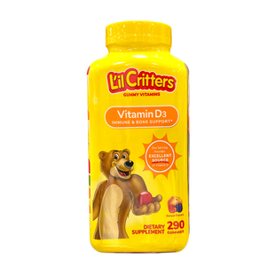 美国进口Lil Critters丽贵小熊VD补钙DHA鱼油复合维生素D3软糖