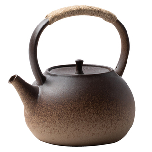 复古陶瓷烧水壶围炉煮茶壶电陶炉养生壶单壶明火碳炉户外粗陶壶