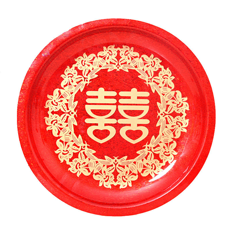结婚果盘红色敬酒亚克力
