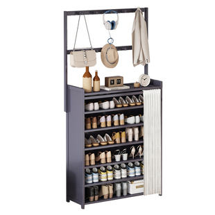 鞋架子家用门口靠墙入户门鞋柜挂衣架一体出租房多功能防尘置物架