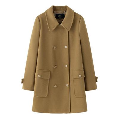 中长款绀色呢子大衣2023新款