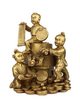 纯铜运财童子摆件招财善财童子