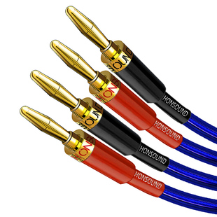 宏尚德香蕉头音响线HiFi发烧级纯铜主副音箱连接线功放喇叭音频线